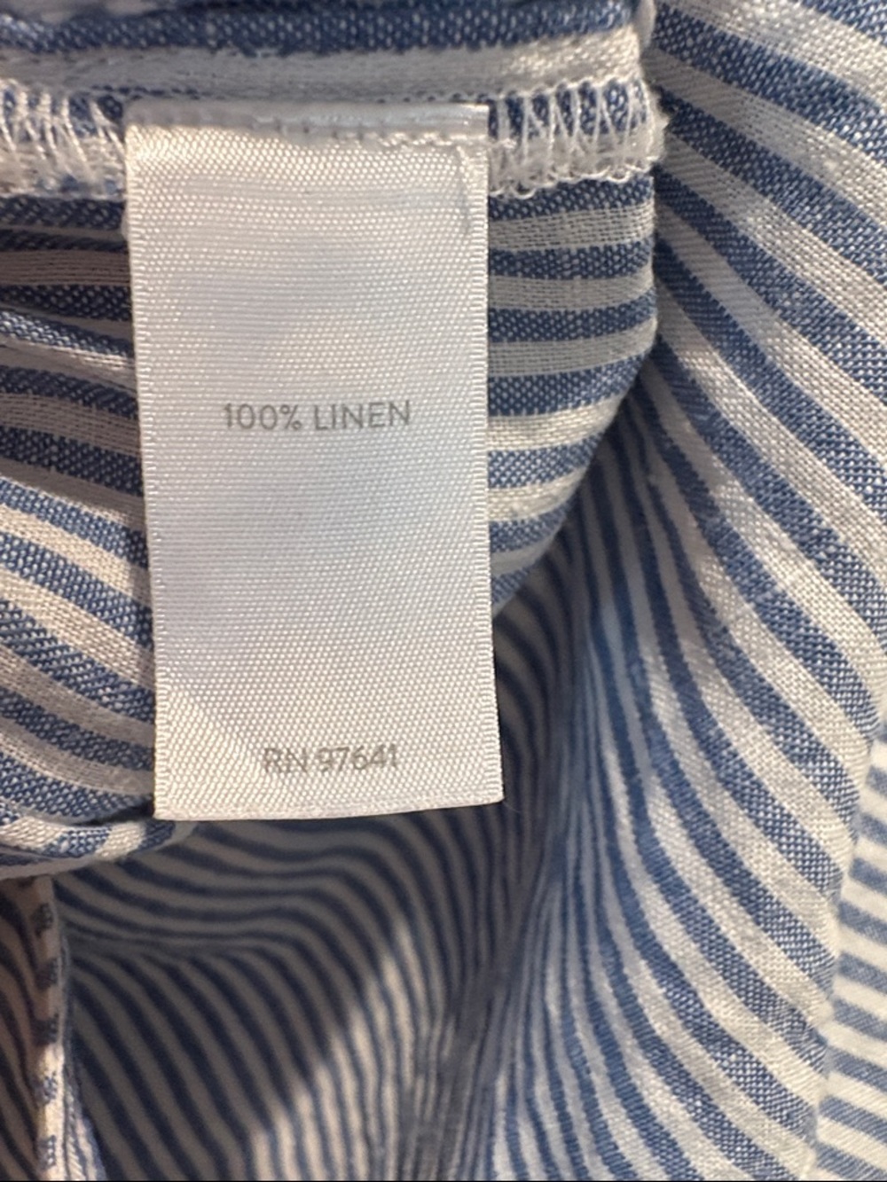 J. Jill Sleeveless Collared Blue Stripe Button-Front 100% Linen Top - Large - Picture 6 of 9